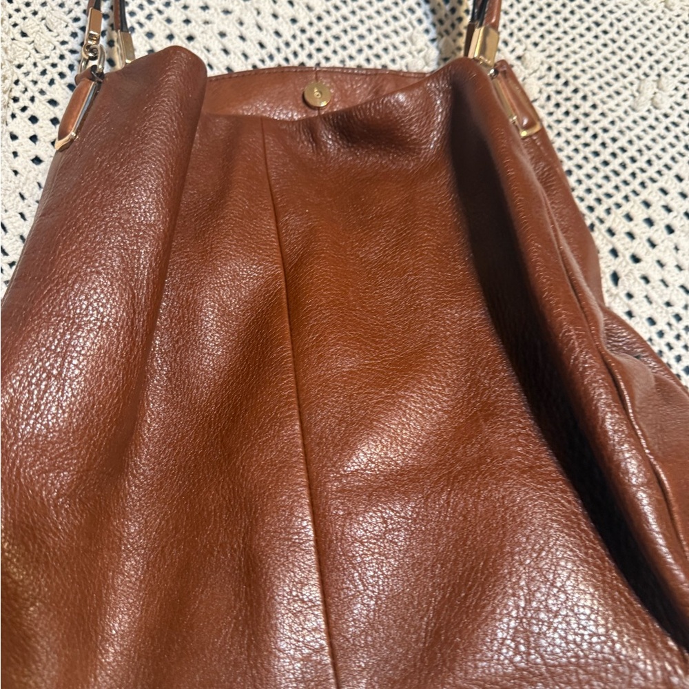 Coach Brown Leather Shoulder Bag with Gold Hardware